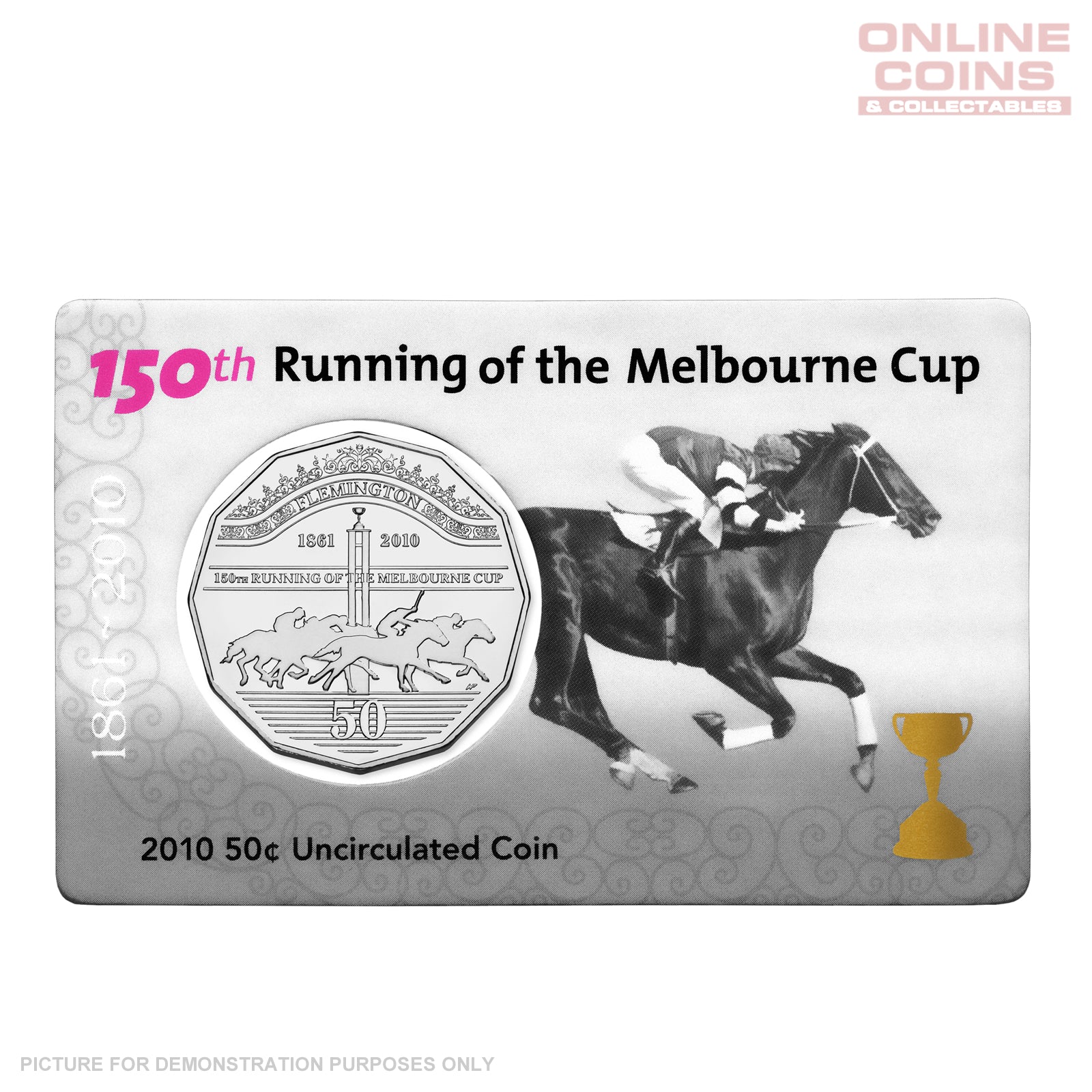 2010 Royal Australian Mint - 150th Running of the Melbourne Cup - Uncirculated 50c coin in card